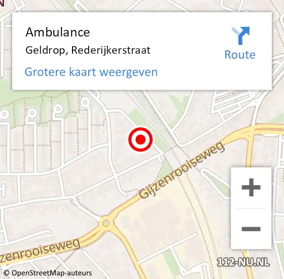 Locatie op kaart van de 112 melding: Ambulance Geldrop, Rederijkerstraat op 19 juli 2016 11:33