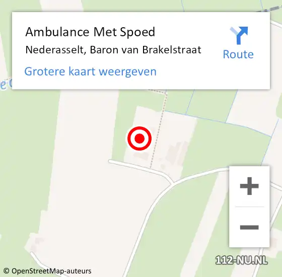 Locatie op kaart van de 112 melding: Ambulance Met Spoed Naar Nederasselt, Baron van Brakelstraat op 19 juli 2016 12:35