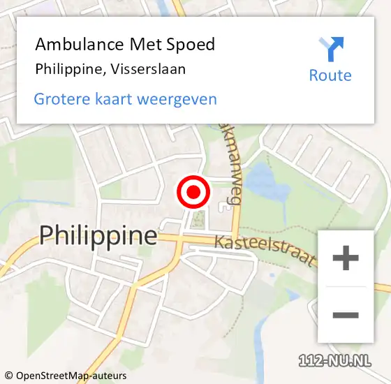 Locatie op kaart van de 112 melding: Ambulance Met Spoed Naar Philippine, Visserslaan op 19 juli 2016 14:52
