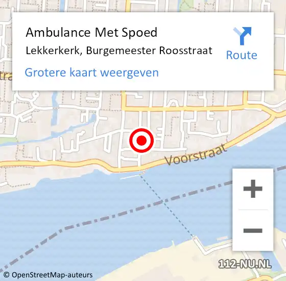 Locatie op kaart van de 112 melding: Ambulance Met Spoed Naar Lekkerkerk, Burgemeester Roosstraat op 19 juli 2016 15:15