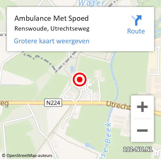 Locatie op kaart van de 112 melding: Ambulance Met Spoed Naar Renswoude, Utrechtseweg op 21 december 2013 17:56