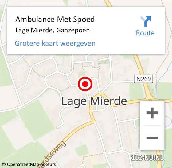 Locatie op kaart van de 112 melding: Ambulance Met Spoed Naar Lage Mierde, Ganzepoen op 19 juli 2016 15:50