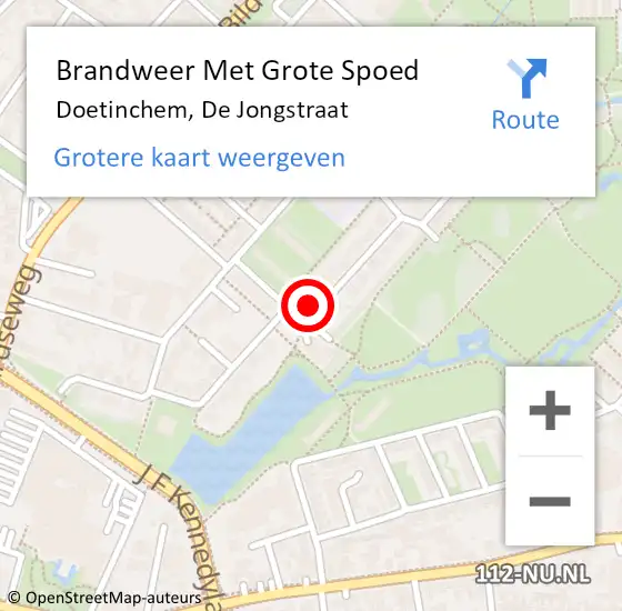 Locatie op kaart van de 112 melding: Brandweer Met Grote Spoed Naar Doetinchem, De Jongstraat op 19 juli 2016 16:24