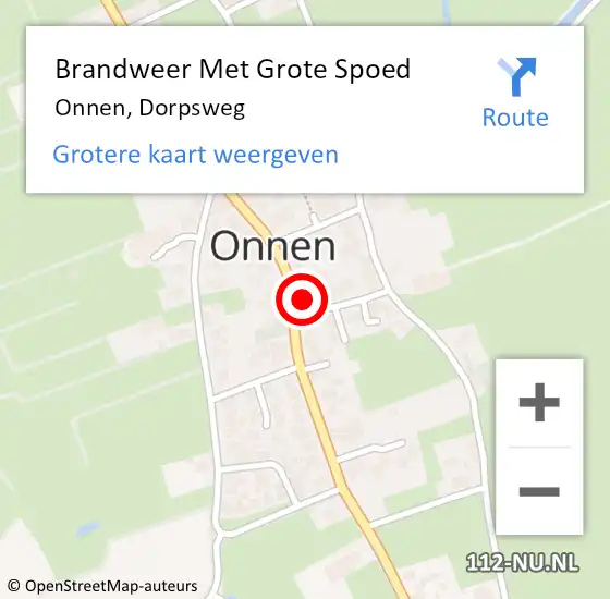 Locatie op kaart van de 112 melding: Brandweer Met Grote Spoed Naar Onnen, Dorpsweg op 19 juli 2016 17:21