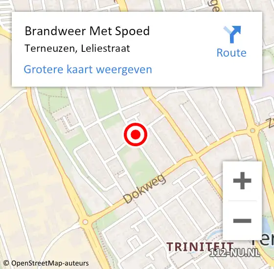 Locatie op kaart van de 112 melding: Brandweer Met Spoed Naar Terneuzen, Leliestraat op 19 juli 2016 17:52