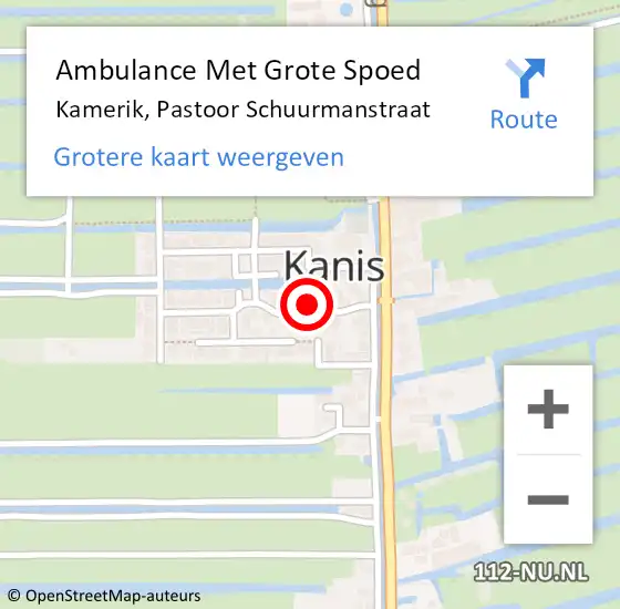 Locatie op kaart van de 112 melding: Ambulance Met Grote Spoed Naar Kamerik, Pastoor Schuurmanstraat op 19 juli 2016 17:58