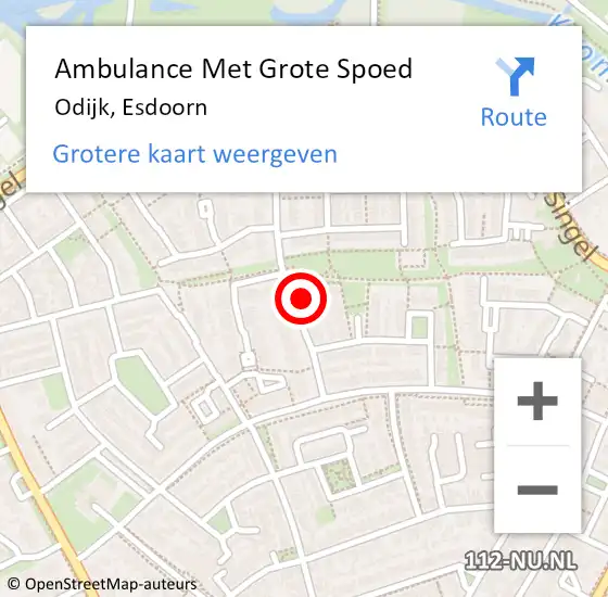 Locatie op kaart van de 112 melding: Ambulance Met Grote Spoed Naar Odijk, Esdoorn op 19 juli 2016 18:05
