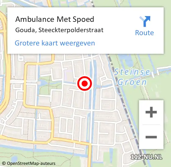 Locatie op kaart van de 112 melding: Ambulance Met Spoed Naar Gouda, Steeckterpolderstraat op 19 juli 2016 18:24