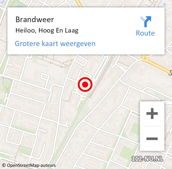 Locatie op kaart van de 112 melding: Brandweer Heiloo, Hoog En Laag op 19 juli 2016 18:36