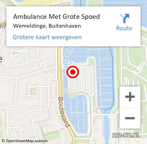 Locatie op kaart van de 112 melding: Ambulance Met Grote Spoed Naar Wemeldinge, Buitenhaven op 19 juli 2016 19:10