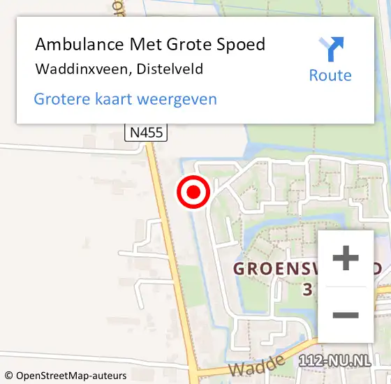 Locatie op kaart van de 112 melding: Ambulance Met Grote Spoed Naar Waddinxveen, Distelveld op 19 juli 2016 19:57