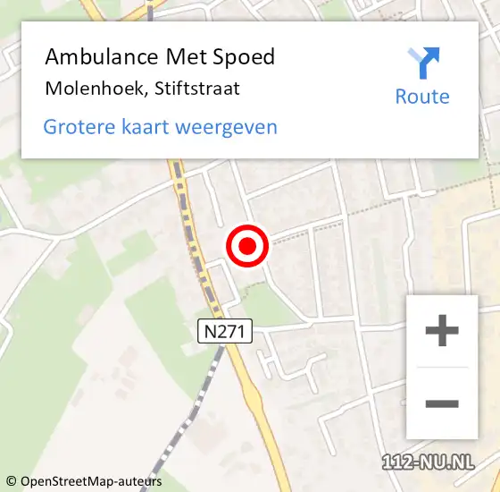 Locatie op kaart van de 112 melding: Ambulance Met Spoed Naar Molenhoek, Stiftstraat op 21 december 2013 18:32