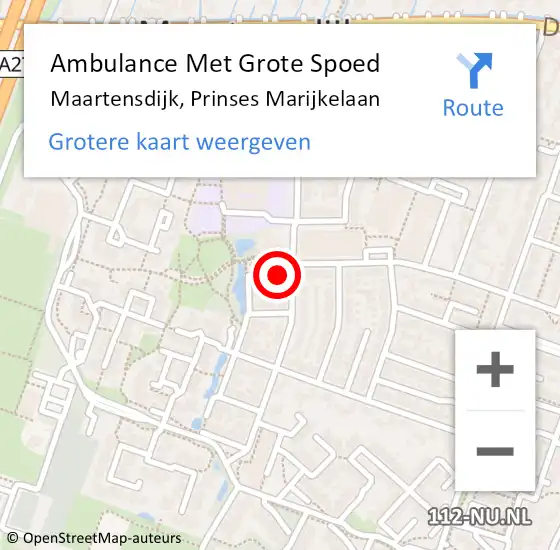 Locatie op kaart van de 112 melding: Ambulance Met Grote Spoed Naar Maartensdijk, Prinses Marijkelaan op 19 juli 2016 20:25