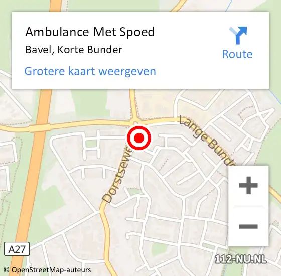 Locatie op kaart van de 112 melding: Ambulance Met Spoed Naar Bavel, Korte Bunder op 21 december 2013 18:35