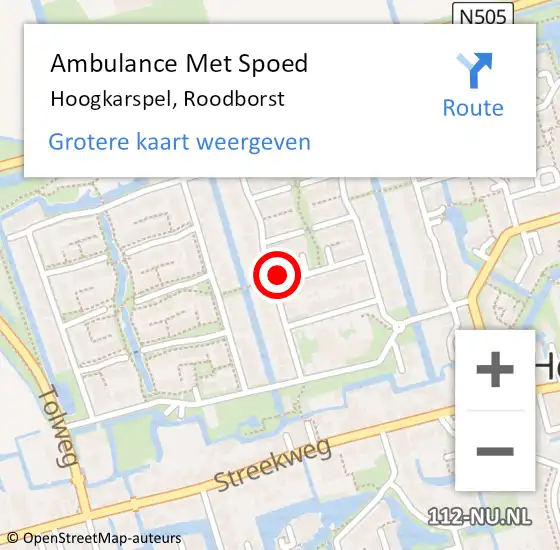 Locatie op kaart van de 112 melding: Ambulance Met Spoed Naar Hoogkarspel, Roodborst op 19 juli 2016 20:50