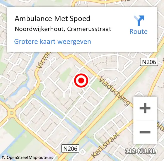 Locatie op kaart van de 112 melding: Ambulance Met Spoed Naar Noordwijkerhout, Cramerusstraat op 19 juli 2016 20:53