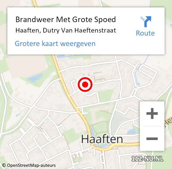 Locatie op kaart van de 112 melding: Brandweer Met Grote Spoed Naar Haaften, Dutry Van Haeftenstraat op 19 juli 2016 20:56