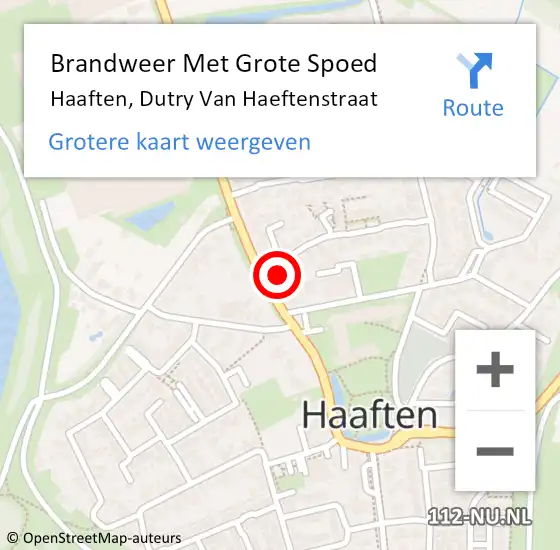 Locatie op kaart van de 112 melding: Brandweer Met Grote Spoed Naar Haaften, Dutry Van Haeftenstraat op 19 juli 2016 20:59