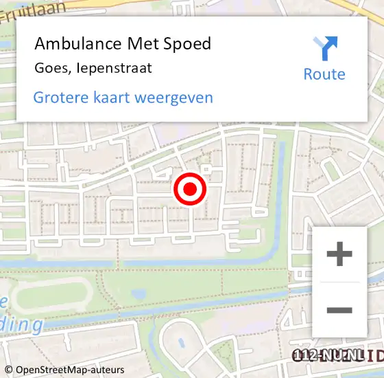 Locatie op kaart van de 112 melding: Ambulance Met Spoed Naar Goes, Iepenstraat op 19 juli 2016 21:29