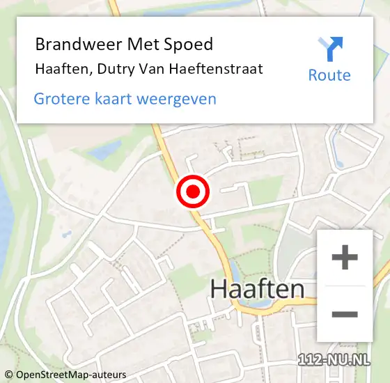 Locatie op kaart van de 112 melding: Brandweer Met Spoed Naar Haaften, Dutry Van Haeftenstraat op 19 juli 2016 21:37