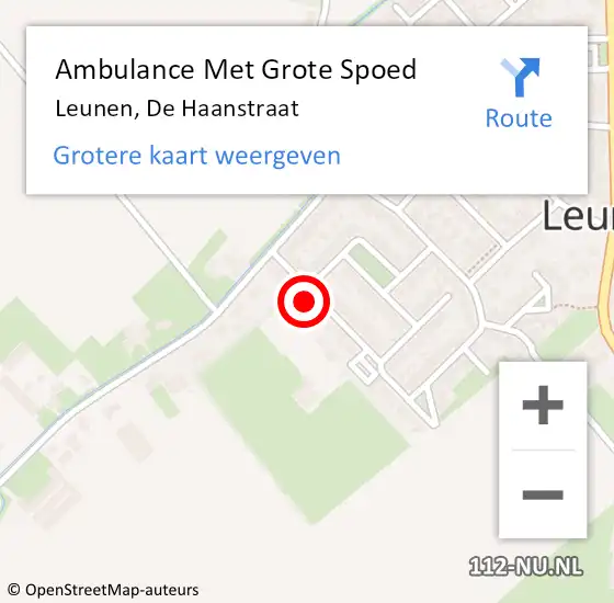 Locatie op kaart van de 112 melding: Ambulance Met Grote Spoed Naar Leunen, De Haanstraat op 21 december 2013 18:45