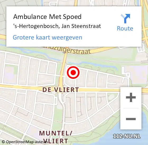 Locatie op kaart van de 112 melding: Ambulance Met Spoed Naar 's-Hertogenbosch, Jan Steenstraat op 19 juli 2016 22:25