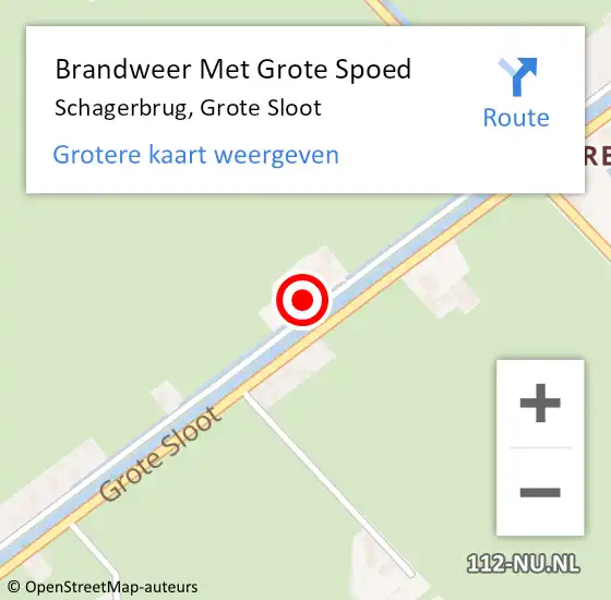 Locatie op kaart van de 112 melding: Brandweer Met Grote Spoed Naar Schagerbrug, Grote Sloot op 19 juli 2016 22:42