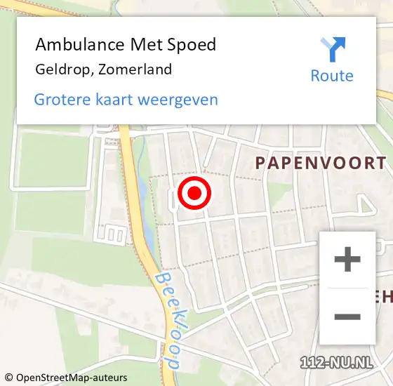 Locatie op kaart van de 112 melding: Ambulance Met Spoed Naar Geldrop, Zomerland op 19 juli 2016 23:33