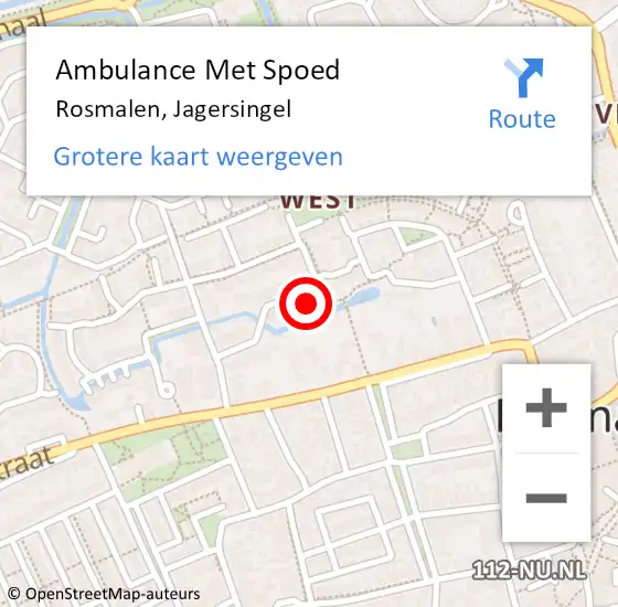 Locatie op kaart van de 112 melding: Ambulance Met Spoed Naar Rosmalen, Jagersingel op 19 juli 2016 23:59