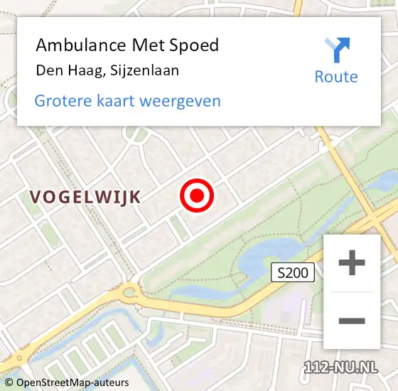 Locatie op kaart van de 112 melding: Ambulance Met Spoed Naar Den Haag, Sijzenlaan op 20 juli 2016 00:13