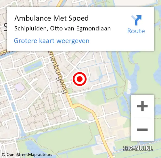 Locatie op kaart van de 112 melding: Ambulance Met Spoed Naar Schipluiden, Otto van Egmondlaan op 20 juli 2016 01:02