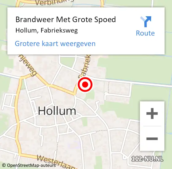 Locatie op kaart van de 112 melding: Brandweer Met Grote Spoed Naar Hollum, Fabrieksweg op 20 juli 2016 01:13