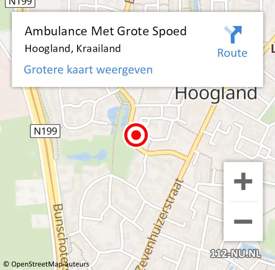 Locatie op kaart van de 112 melding: Ambulance Met Grote Spoed Naar Hoogland, Kraailand op 20 juli 2016 01:33