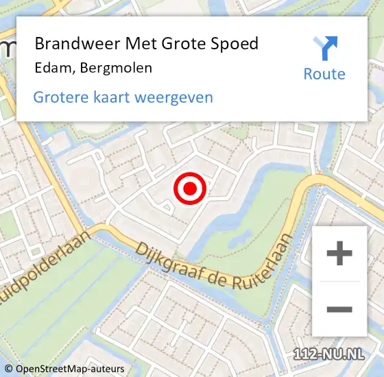 Locatie op kaart van de 112 melding: Brandweer Met Grote Spoed Naar Edam, Bergmolen op 20 juli 2016 02:23