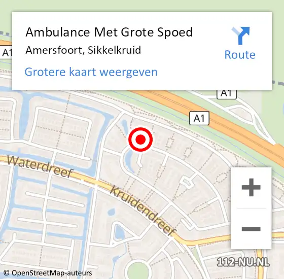 Locatie op kaart van de 112 melding: Ambulance Met Grote Spoed Naar Amersfoort, Sikkelkruid op 20 juli 2016 03:31