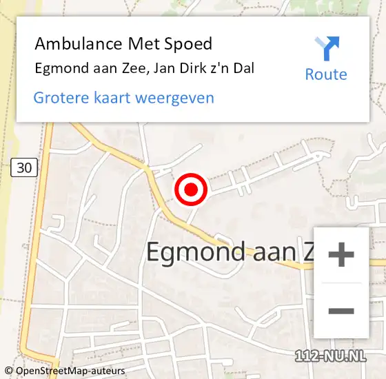 Locatie op kaart van de 112 melding: Ambulance Met Spoed Naar Egmond aan Zee, Jan Dirk z'n Dal op 20 juli 2016 04:12