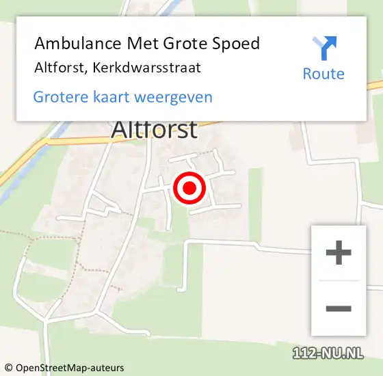 Locatie op kaart van de 112 melding: Ambulance Met Grote Spoed Naar Altforst, Kerkdwarsstraat op 20 juli 2016 06:10