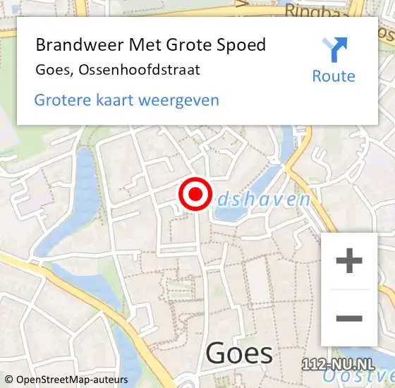 Locatie op kaart van de 112 melding: Brandweer Met Grote Spoed Naar Goes, Ossenhoofdstraat op 21 december 2013 19:05