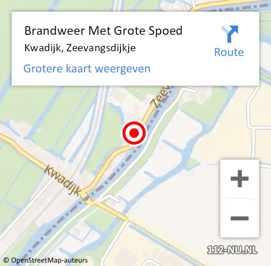 Locatie op kaart van de 112 melding: Brandweer Met Grote Spoed Naar Kwadijk, Zeevangsdijkje op 20 juli 2016 06:46