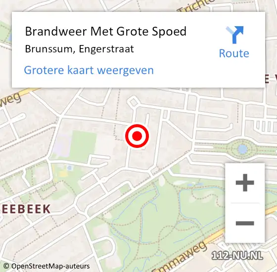 Locatie op kaart van de 112 melding: Brandweer Met Grote Spoed Naar Brunssum, Engerstraat op 20 juli 2016 07:04