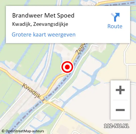 Locatie op kaart van de 112 melding: Brandweer Met Spoed Naar Kwadijk, Zeevangsdijkje op 20 juli 2016 07:04