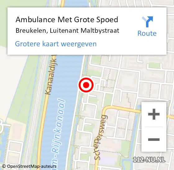 Locatie op kaart van de 112 melding: Ambulance Met Grote Spoed Naar Breukelen, Luitenant Maltbystraat op 20 juli 2016 07:23