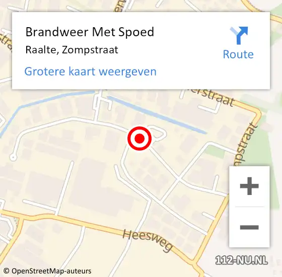 Locatie op kaart van de 112 melding: Brandweer Met Spoed Naar Raalte, Zompstraat op 20 juli 2016 07:36