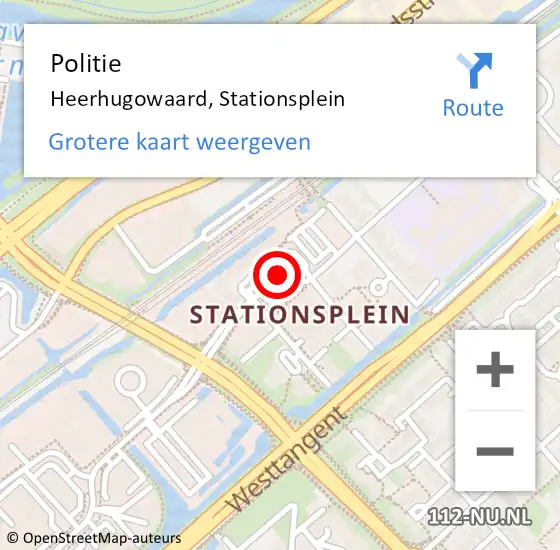 Locatie op kaart van de 112 melding: Politie Heerhugowaard, Stationsplein op 20 juli 2016 08:12