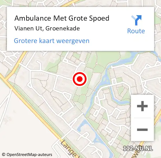 Locatie op kaart van de 112 melding: Ambulance Met Grote Spoed Naar Vianen Ut, Groenekade op 20 juli 2016 08:39