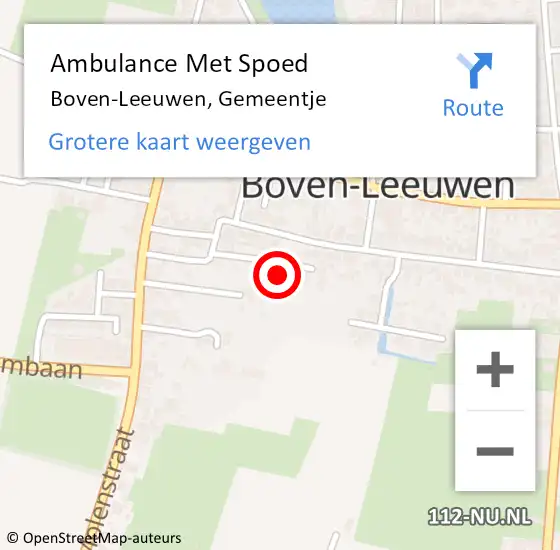 Locatie op kaart van de 112 melding: Ambulance Met Spoed Naar Boven-Leeuwen, Gemeentje op 20 juli 2016 08:45