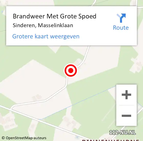 Locatie op kaart van de 112 melding: Brandweer Met Grote Spoed Naar Sinderen, Masselinklaan op 20 juli 2016 08:50