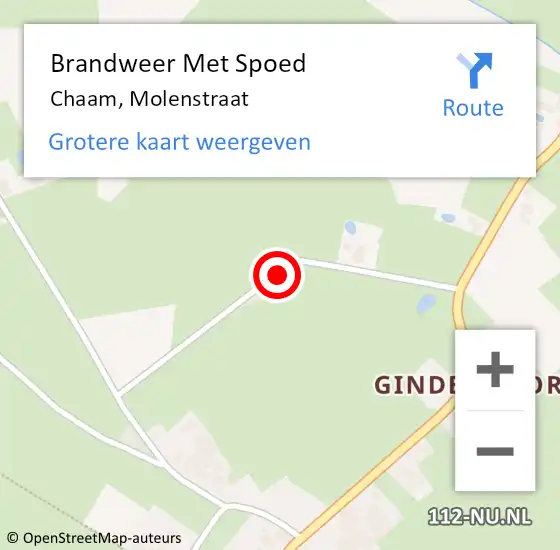 Locatie op kaart van de 112 melding: Brandweer Met Spoed Naar Chaam, Molenstraat op 20 juli 2016 09:36