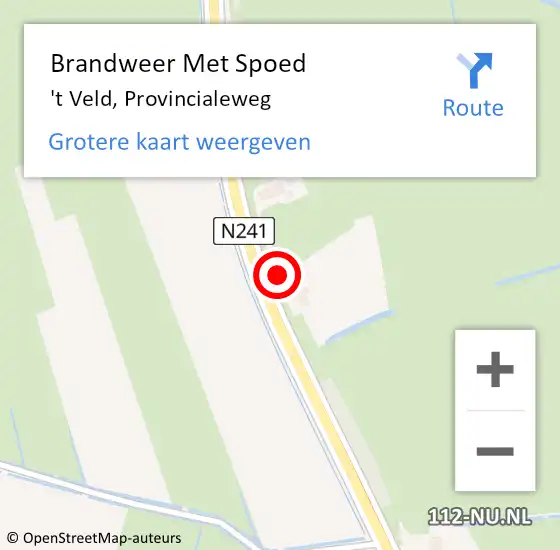 Locatie op kaart van de 112 melding: Brandweer Met Spoed Naar 't Veld, Provincialeweg op 20 juli 2016 10:34