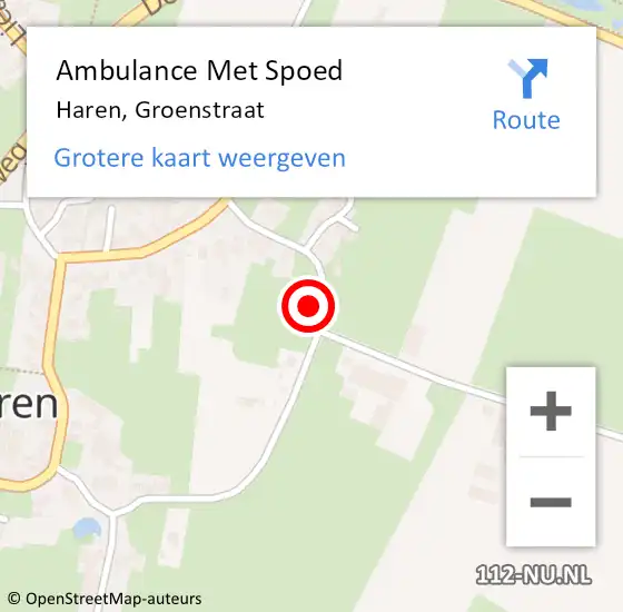 Locatie op kaart van de 112 melding: Ambulance Met Spoed Naar Haren, Groenstraat op 20 juli 2016 10:40